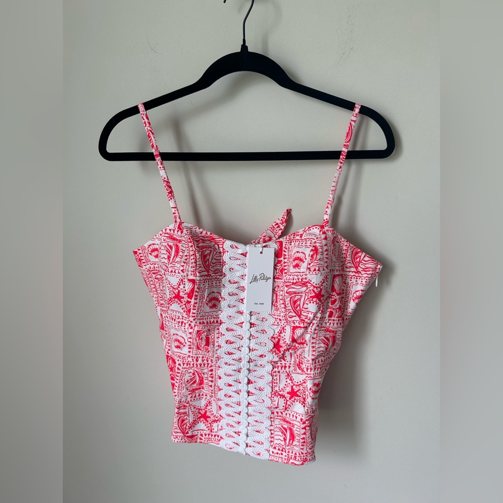 Lilly Pulitzer Red & White Floral tank Top with Bow